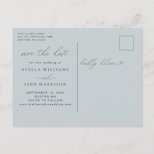 Élégant Faire-Part Moderne de Mariage avec Photo E (Dos)