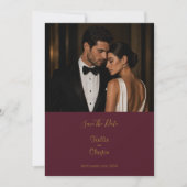 Élégant Faire-Part Moderne de Mariage Bordeaux (Devant)