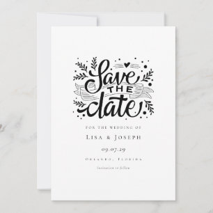 Élégant faire-part noir et blanc Save the Date