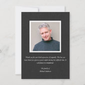 Élégant Faire-part photo commémoratif en Gris Char (Dos)