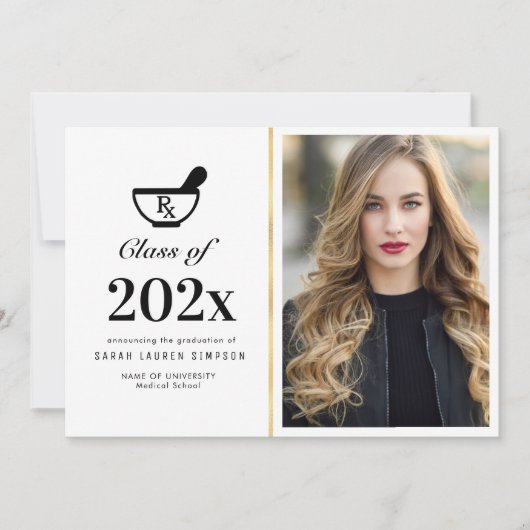 Elégant faire-part photo de diplôme en pharmacie (Devant)
