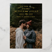 Élégant Faire-Part Photo Or Save the Date en Or (Recto)