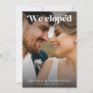 Élégant Faire-part rétro noir & blanc Elopement