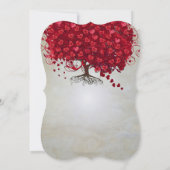Elegant Fairytale Red Heart Leaf Tree Weddenschap Kaart (Achterkant)