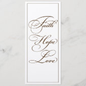Elegant Faith Hope and Love Carte Mariage menu (Dos)