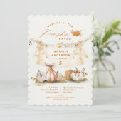Elegant Fall Autumn Pumpkin Patch Birthday Party Kaart (Staand voorkant)