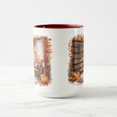 Elegant Fall Bookshelf Mug — Cozy Curtain (Centre)