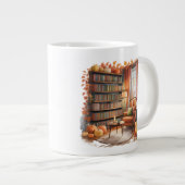 Elegant Fall Bookshelf Mug — Cozy Curtain (Devant droit)