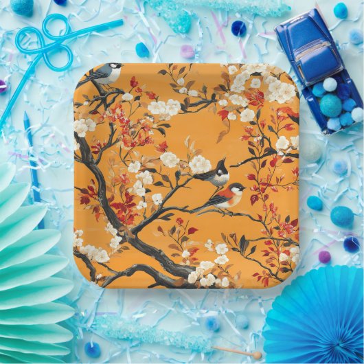 Elegant Fall Chinoiserie Paper Plate Papieren Bordje (Feest)