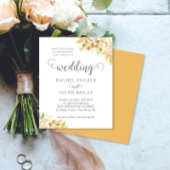 Elegant Fall Floral Orange Gold Wedding Invitation