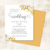 Elegant Fall Floral Orange Gold Wedding Invitation