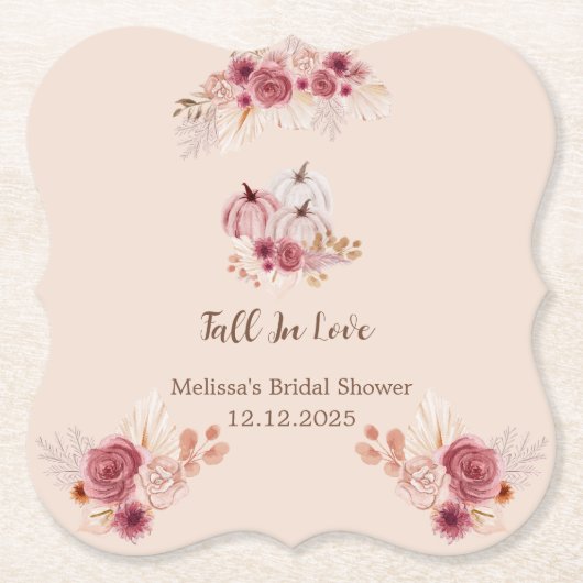 Elegant Fall In Love Boho Bridal Shower Kartonnen Onderzetters (Voorkant)