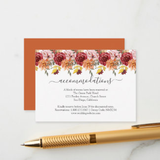 Elegant Fall Leaves Autumn Wedding  Informatiekaartje