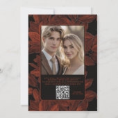 Elegant Fall Leaves Autumn Wedding Invite QR Code Kaart (Achterkant)