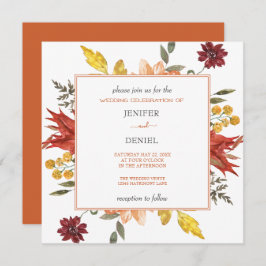 Elegant Fall Leaves Autumn Wedding  Kaart