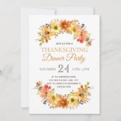 Elegant Fall Leaves Floral Thanksgiving Dinner Kaart (Voorkant)