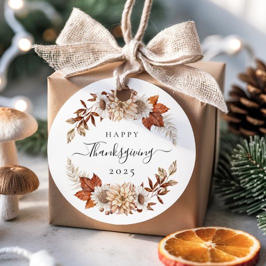 Elegant Fall Leaves Thanksgiving Bedankjes Labels