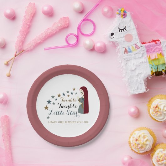 Elegant Falling Stars, Baby shower Papieren Bordje (Feest)