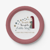 Elegant Falling Stars, Baby shower Papieren Bordje (Voorkant)