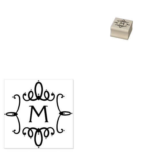 Elegant familie monogram 	rubberstempel (Gestempeld)