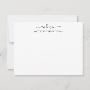 Elegant Familienaam Zwarte Manuscript Calligrafie Notitiekaartje
