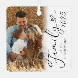 Elegant Family 2 Foto Kerstmis Metal Ornament