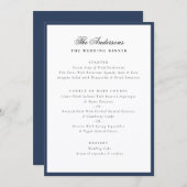 Elegant Family Name Blue Frame Wedding Dinner Menu (Voorkant / Achterkant)