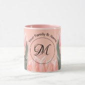 Elegant Family Name Monogram Peach Tulips Painting Mok (Midden)