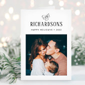 Elegant Family Photo and Name | PRETTIGE FEESTDAGE Feestdagen Kaart