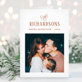 Elegant Family Photo and Name | Vrolijk kerstfeest Feestdagen Kaart