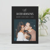 Elegant Family Photo and Name | Vrolijk kerstfeest Feestdagenkaart (Staand voorkant)