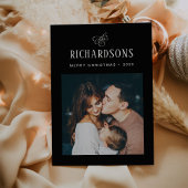 Elegant Family Photo and Name | Vrolijk kerstfeest Feestdagenkaart