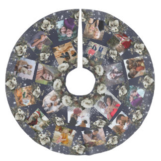 Elegant Family Photo Collage Winter Garden Floral Kerstboom Rok