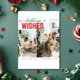 Elegant family photo merry christmas Card Feestdagenkaart