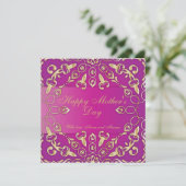 Elegant Fancy Gold en Magenta Happy Moederdag Kaart (Staand voorkant)