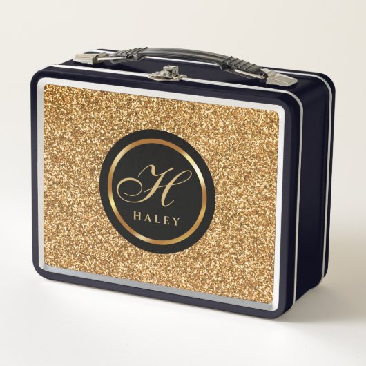 Elegant fancy Gold Glitter Effect Monogram Initiaa (Voorkant)