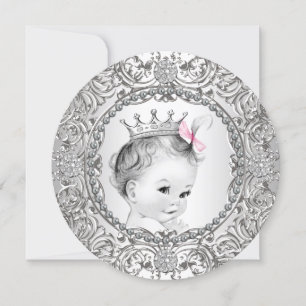 Elegant Fancy Roze en Silver Baby Girl Shower Kaart