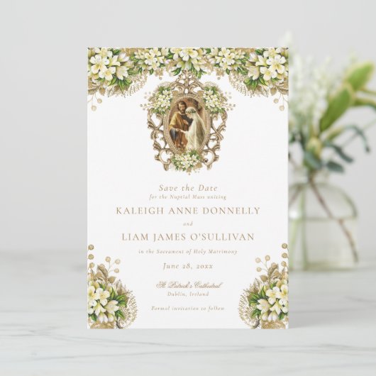 Elegant Fancy Script Foto Bruiloft Save The Date (Staand voorkant)