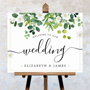 Elegant Fancy Script Waterverf Groene Huwelijk Poster