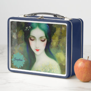 Elegant Fantasy Woman Portret in groen en blauw
