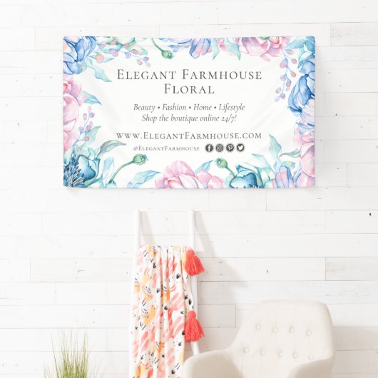 Elegant Farmhouse Waterverf Floral Peony Flowers Spandoek (Insitu)