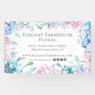 Elegant Farmhouse Waterverf Floral Peony Flowers Spandoek