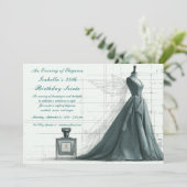 Elegant Fashion Sketch Birthday Invitation  (Debout devant)