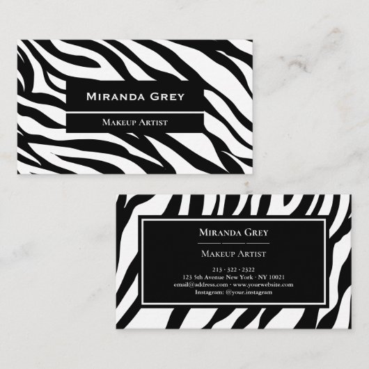 Elegant Fashionable Zebra Pattern Visitekaartje (Voorkant / Achterkant)