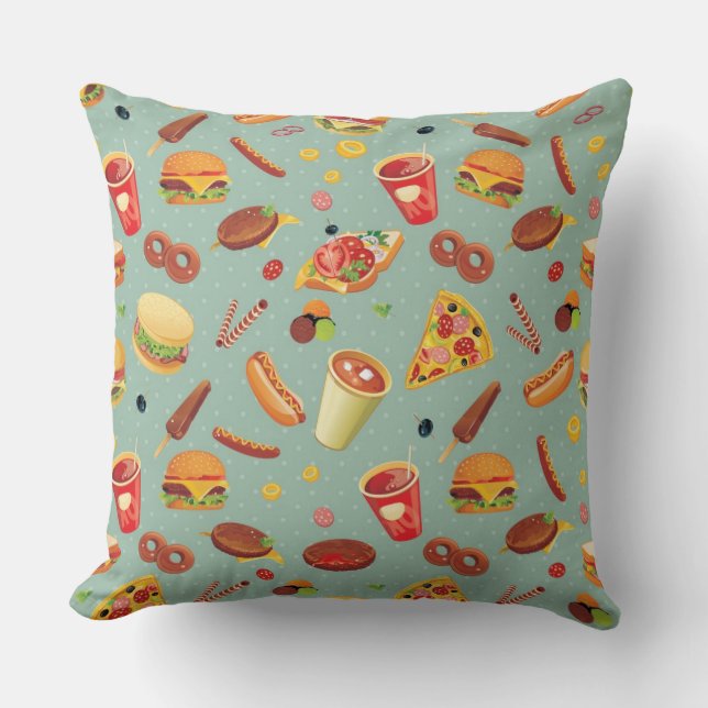 Elegant Fast Food Patroon Kussen (Voorkant)