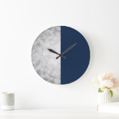 élégant faux argent et bleu marine grande horloge (Maison)