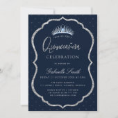 Elegant faux argent tiara Quinceanera invitation (Devant)