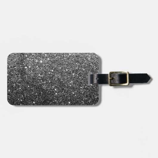 Elegant Faux Black Glitter Bagagelabel (Voorkant horizontaal)