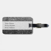 Elegant Faux Black Glitter Bagagelabel (Achterkant horizontaal)