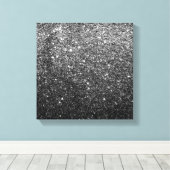 Elegant Faux Black Glitter Canvas Afdruk (Insitu (Houten vloer))